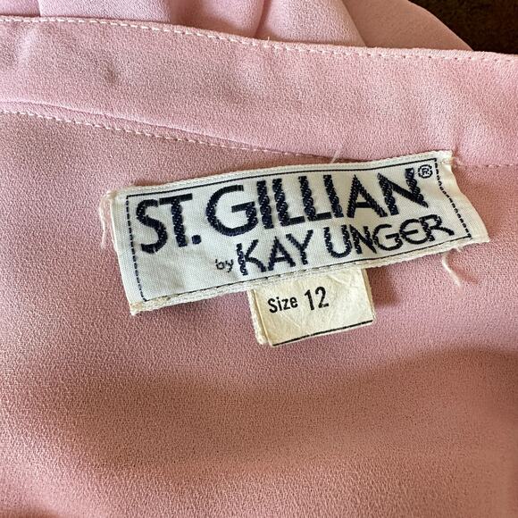 Vintage St. Gillian by Kay Unger Dress Pink Cream Pleated Midi Women's Size 12 - Picture 4 of 12